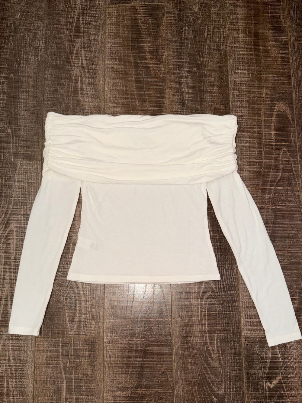 Garage Off-the-Shoulder Long Sleeve Top — White